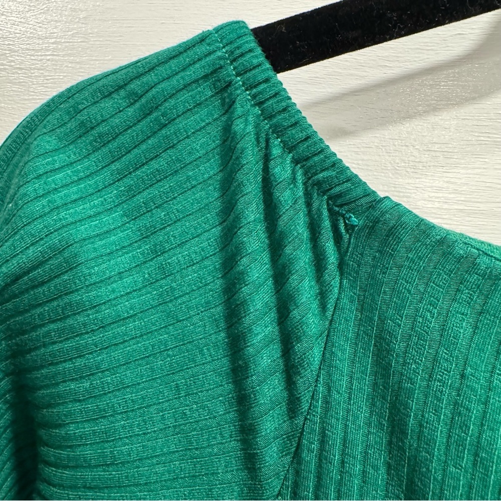 Enza Costa Off Shoulder Ribbed Jersey Midi Dress XS Green‎ Wedding Guest Party - Picture 13 of 13